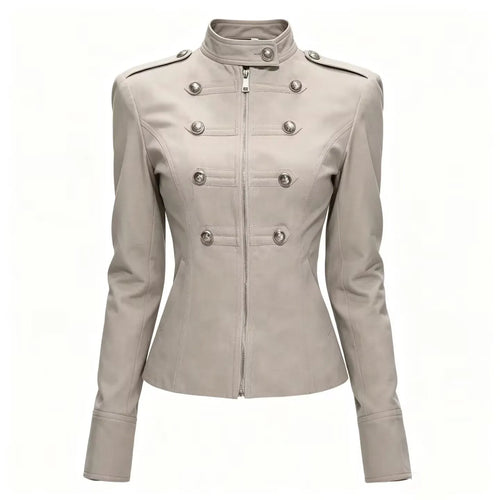 Women's Casual Retro Double-Breasted Napoleon Jacket Coat
