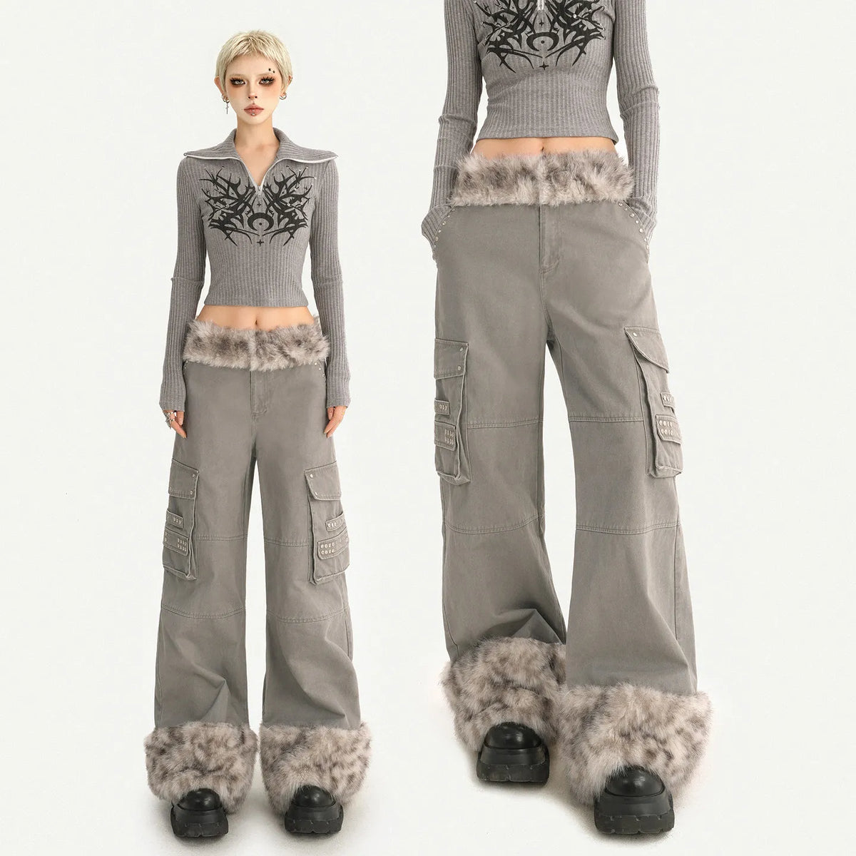 Women's Casual Retro Velvet Loose Straight Trousers