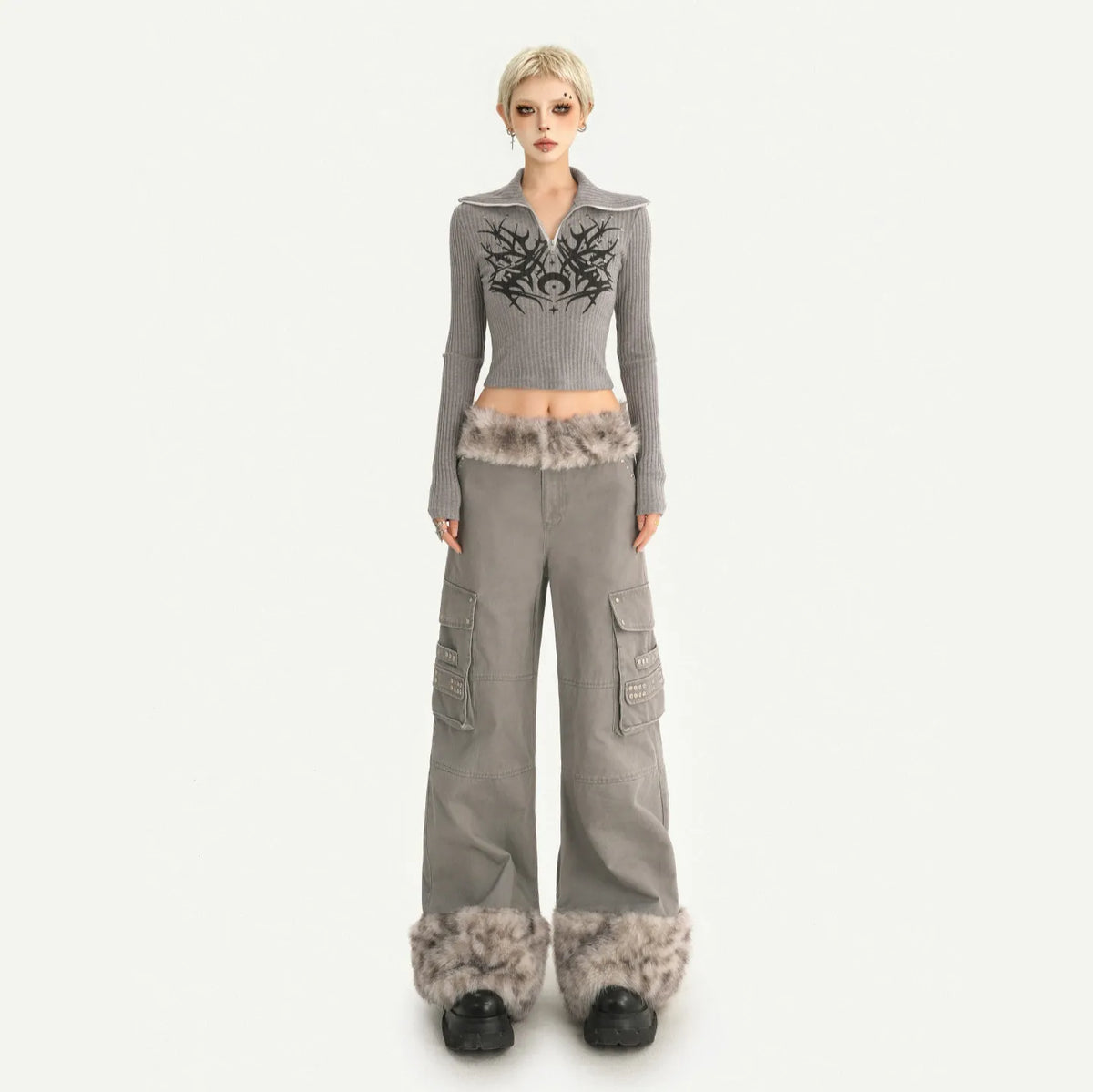 Women's Casual Retro Velvet Loose Straight Trousers