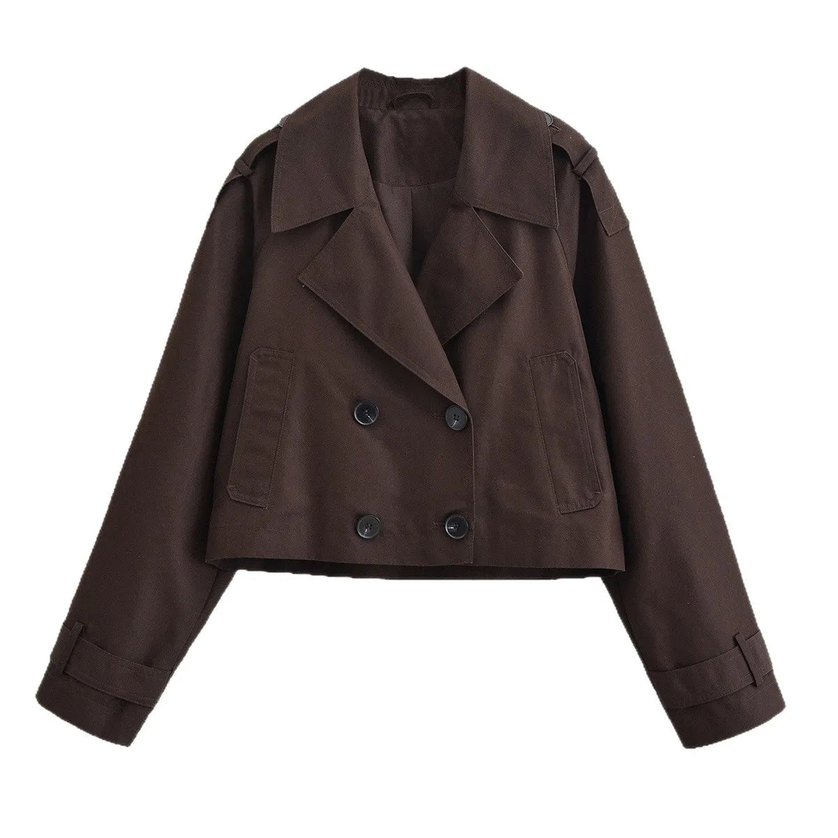 Women's Casual Short Double-Breasted Trench Coat Jacket