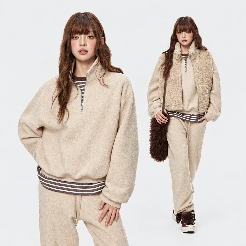 Women's Casual Sweatshirt and Trousers Tracksuit Set