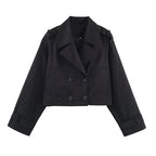 Women's Classic Lapel Short Trench Coat Jacket