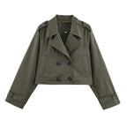Women's Classic Lapel Short Trench Coat Jacket