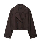 Women's Classic Lapel Short Trench Coat Jacket