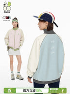 Women's Color-Block Stand Collar Raglan Sports Cardigan Jacket