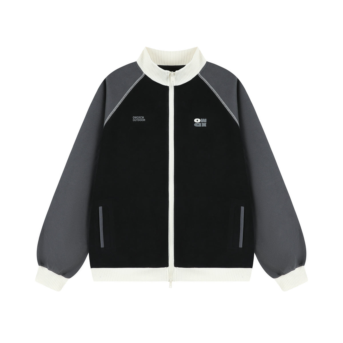 Women's Color-Block Stand Collar Raglan Sports Cardigan Jacket