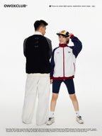 Women's Color-Block Stand Collar Raglan Sports Cardigan Jacket