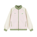 Women's Color-Block Stand Collar Raglan Sports Cardigan Jacket