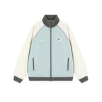 Women's Color-Block Stand Collar Raglan Sports Cardigan Jacket