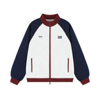 Women's Color-Block Stand Collar Raglan Sports Cardigan Jacket