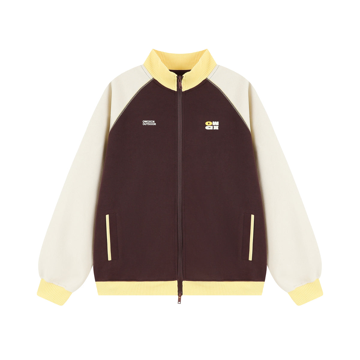 Women's Color-Block Stand Collar Raglan Sports Cardigan Jacket