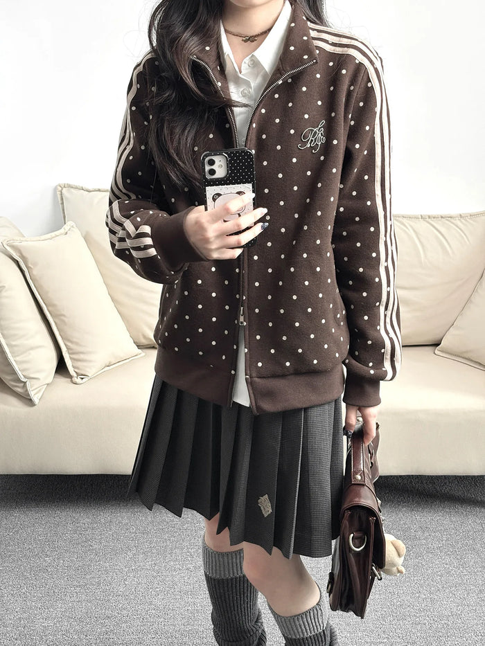 Women's Cute Sporty Polka Dot Jacket Gymnastics Outfit