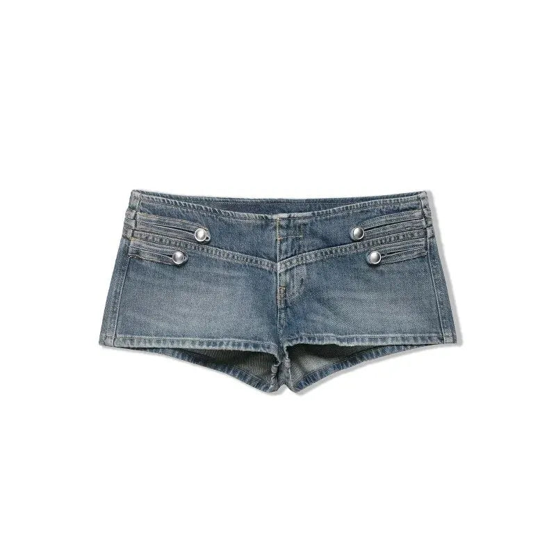 Women's Denim 2 Piece Set Stand Collar Cropped Jacket Shorts Outfit