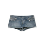 Women's Denim 2 Piece Set Stand Collar Cropped Jacket Shorts Outfit