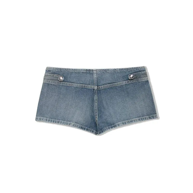 Women's Denim 2 Piece Set Stand Collar Cropped Jacket Shorts Outfit
