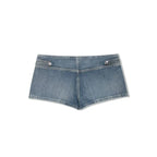 Women's Denim 2 Piece Set Stand Collar Cropped Jacket Shorts Outfit