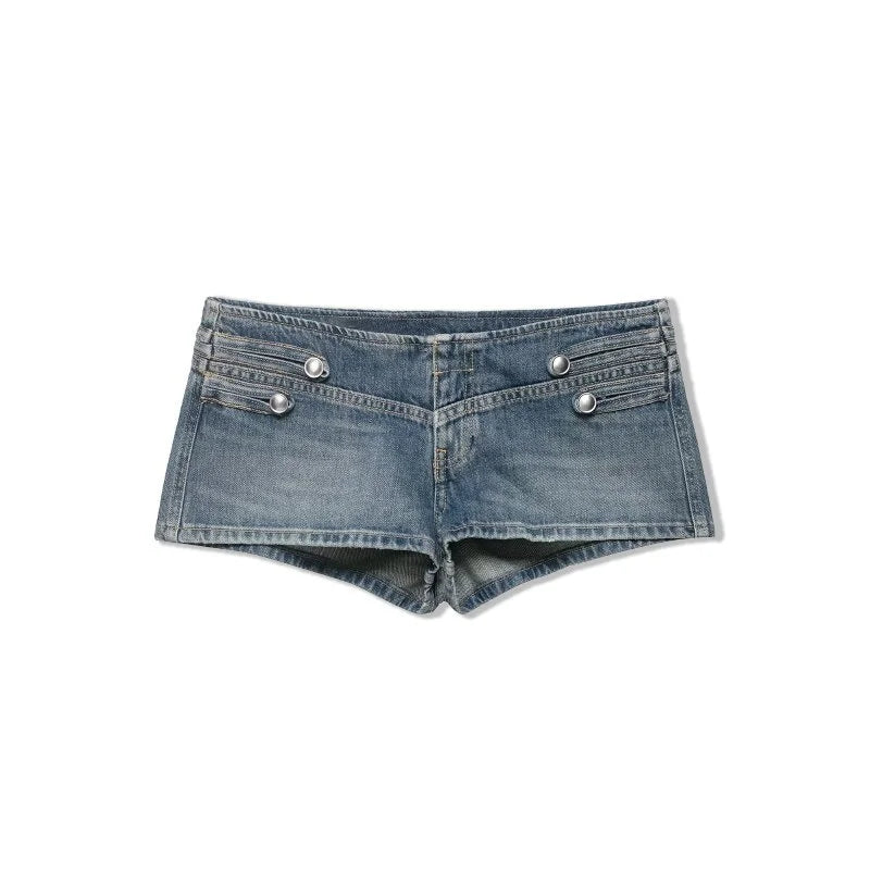 Women's Denim 2 Piece Set Stand Collar Cropped Jacket Shorts Outfit