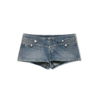 Women's Denim 2 Piece Set Stand Collar Cropped Jacket Shorts Outfit
