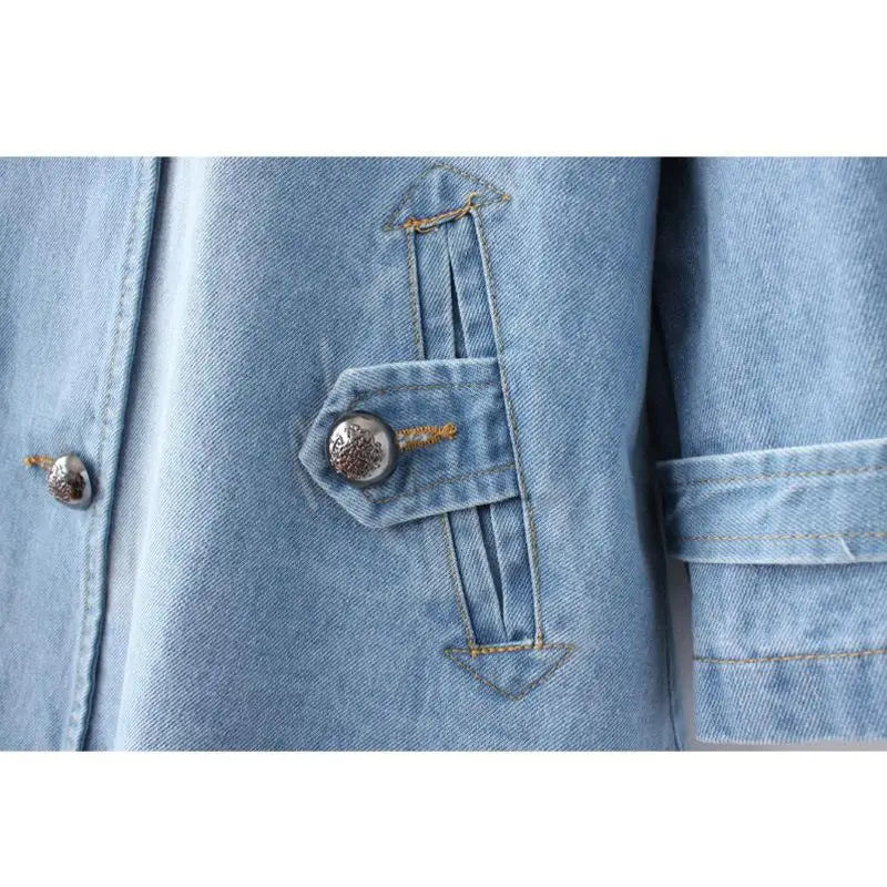 Women's Double Breasted Denim Cape Coat Windbreaker Jacket