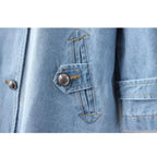Women's Double Breasted Denim Cape Coat Windbreaker Jacket