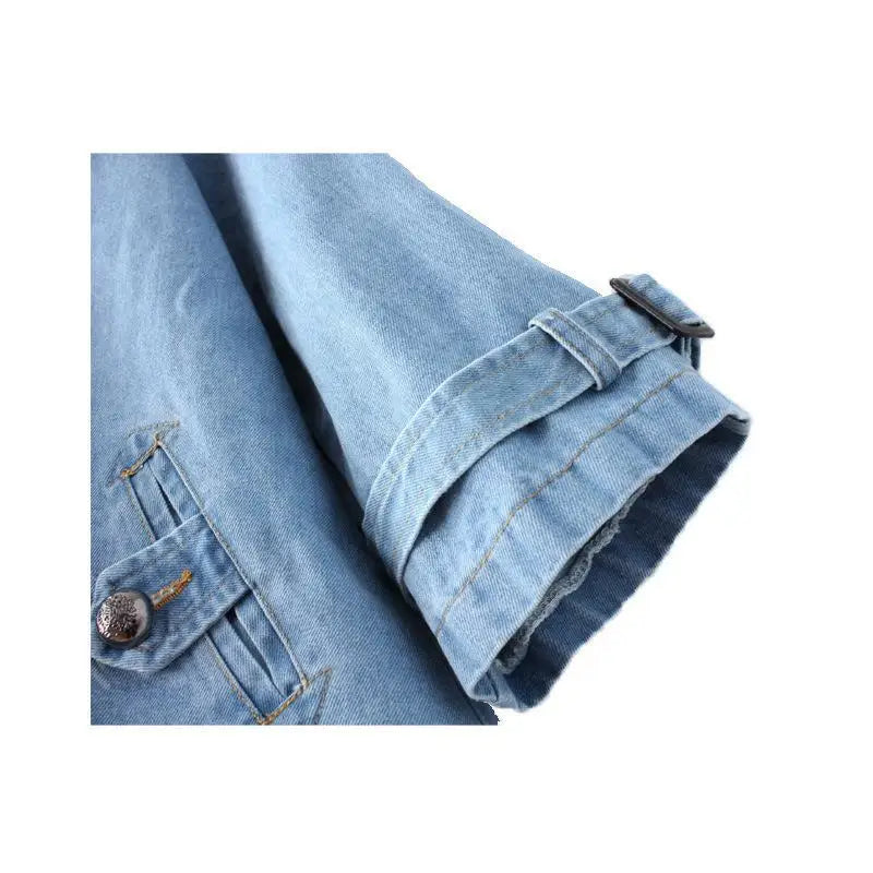 Women's Double Breasted Denim Cape Coat Windbreaker Jacket