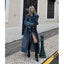 Women's Double Breasted Denim Casual Long Trench Coat