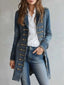 Women's Double Breasted Denim Lapel Mid Length Trench Coat Jacket