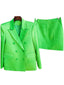 Women's Double Breasted Satin Blazer and Mini Skirt Two-Piece Set TS1130