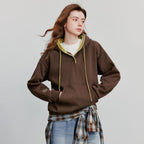 Women's Embroidery Splicing Contrasting Color Hooded Pullover Sweatshirt
