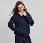 Women's Embroidery Splicing Contrasting Color Hooded Pullover Sweatshirt