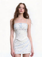 Women's Floral Camisole Crop Top and Skirt Two-Piece Set