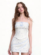 Women's Floral Camisole Crop Top and Skirt Two-Piece Set