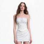 Women's Floral Camisole Crop Top and Skirt Two-Piece Set