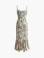 Women's Floral Print Drawstring Ruched Mermaid Hem Midi Dress