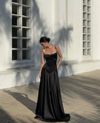 Women's French Style Satin Sleeveless Evening Maxi Slip Dress