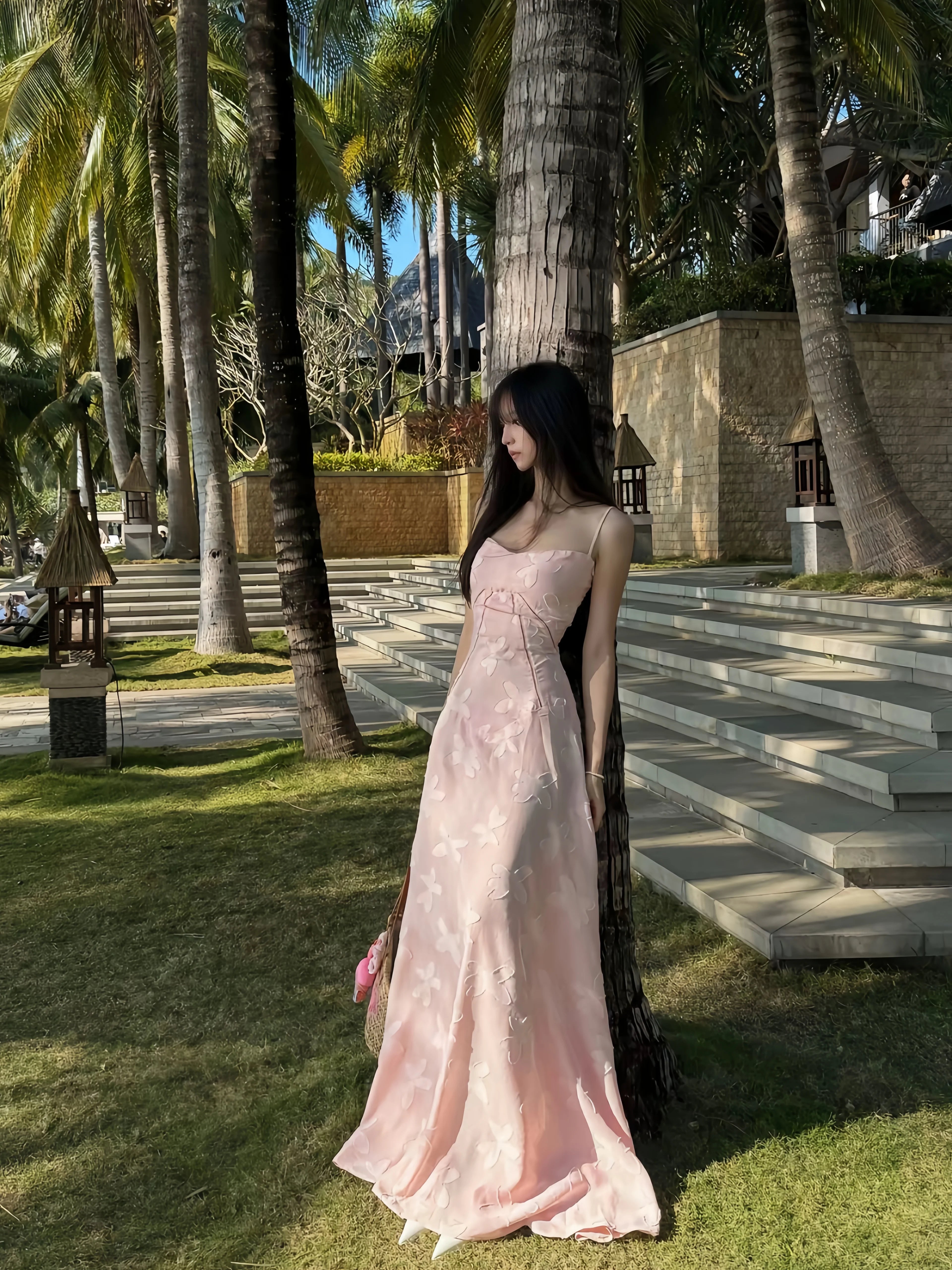 Women's French Style Satin Sleeveless Evening Maxi Slip Dress