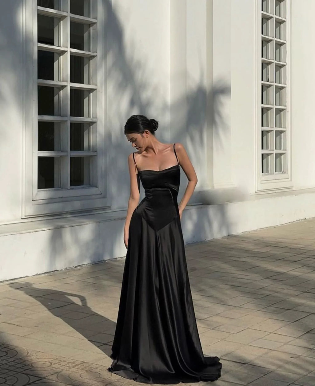 Women's French Style Satin Sleeveless Evening Maxi Slip Dress