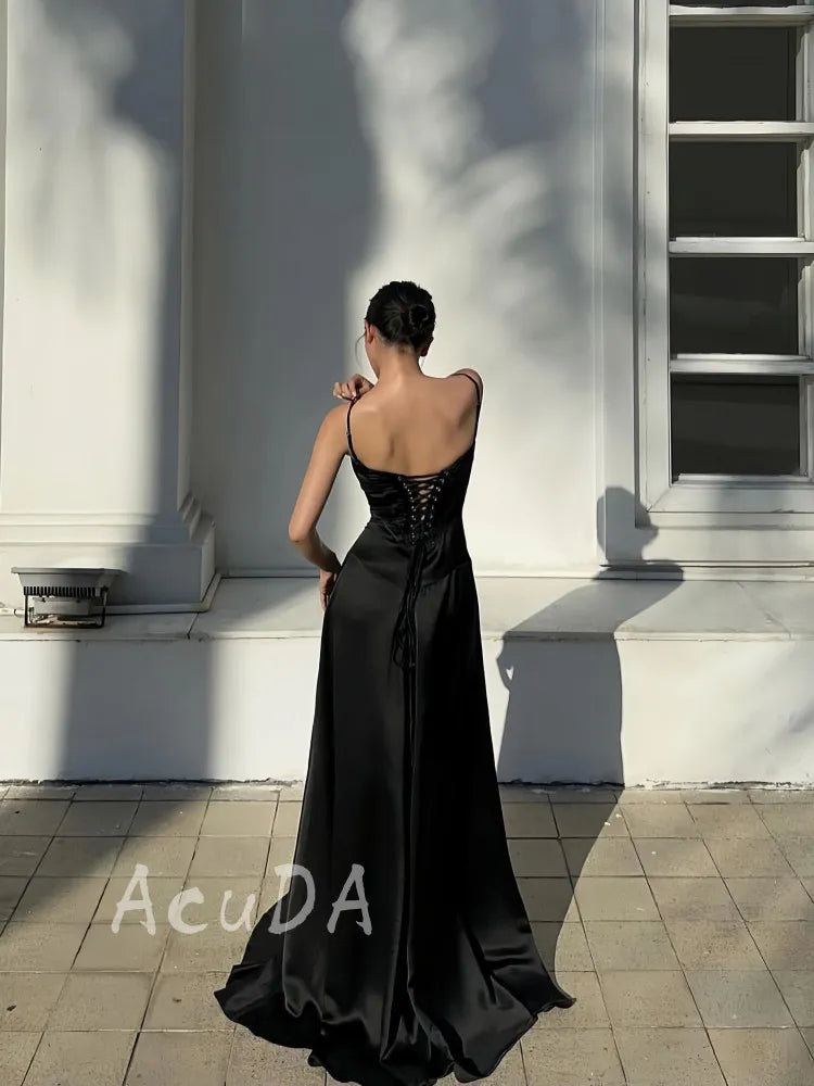 Women's French Style Satin Sleeveless Evening Maxi Slip Dress