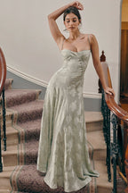 Women's French Style Satin Sleeveless Evening Maxi Slip Dress