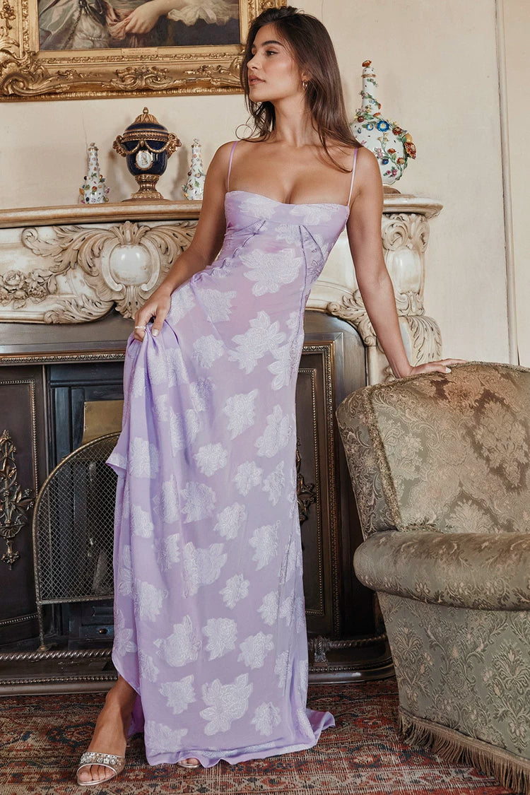 Women's French Style Satin Sleeveless Evening Maxi Slip Dress