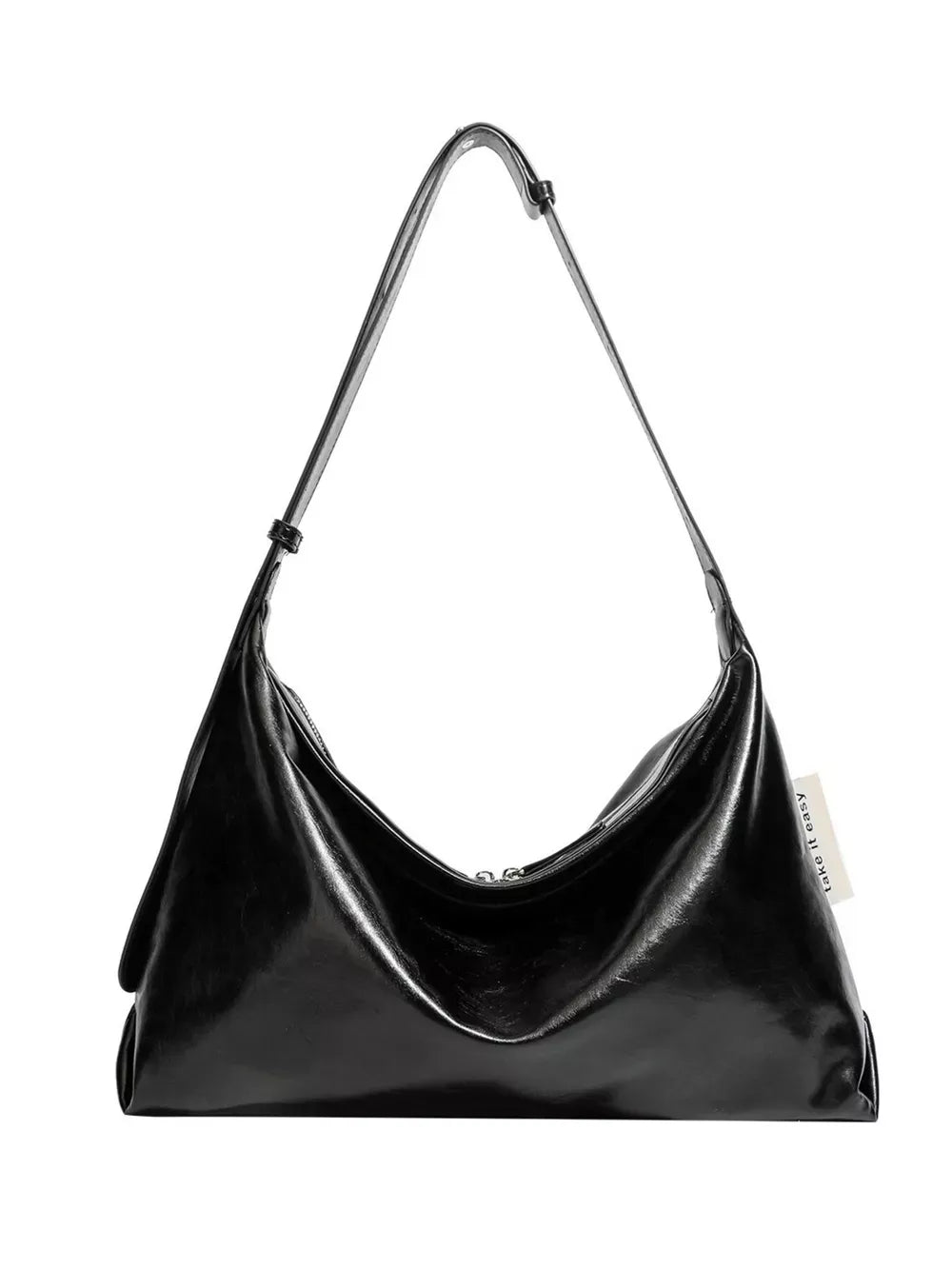 Women's Glossy PU Leather Slouchy Shoulder Bag