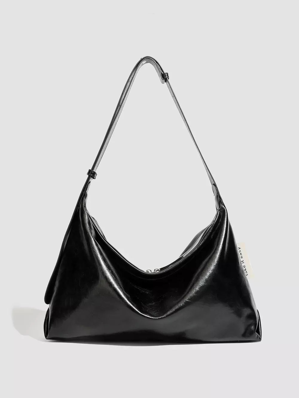 Women's Glossy PU Leather Slouchy Shoulder Bag