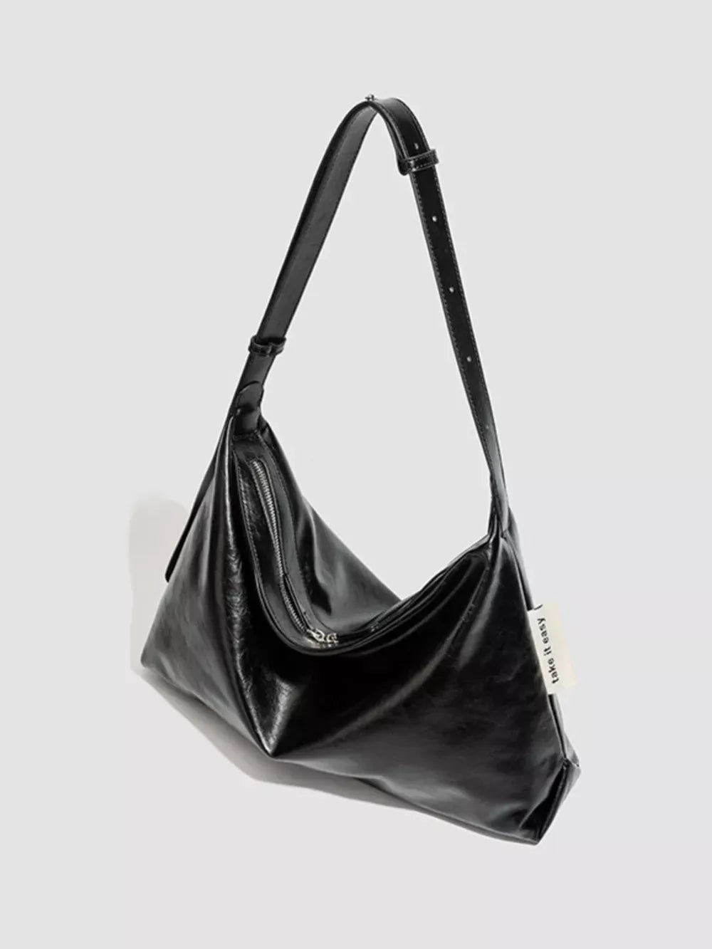 Women's Glossy PU Leather Slouchy Shoulder Bag