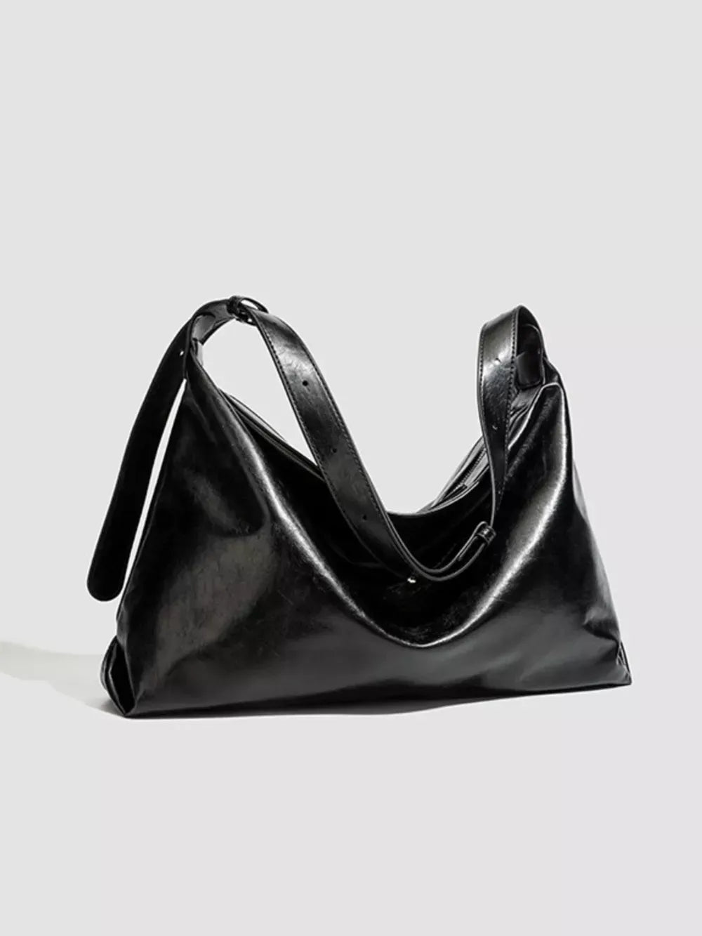 Women's Glossy PU Leather Slouchy Shoulder Bag