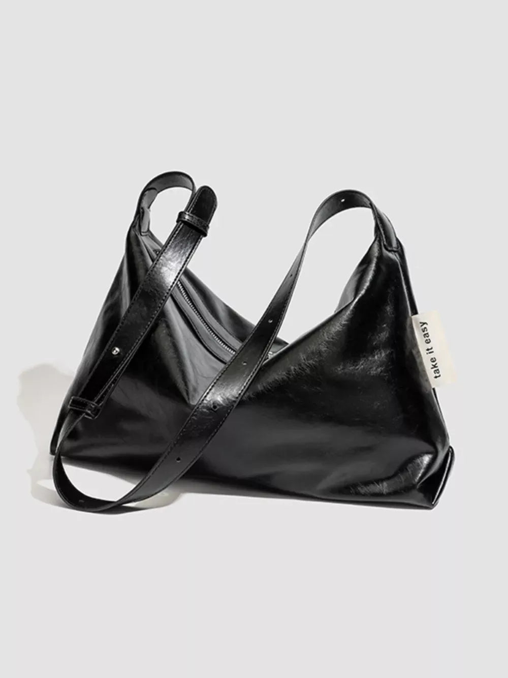 Women's Glossy PU Leather Slouchy Shoulder Bag