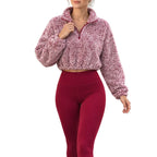 Women's Half-Zipper High Neck Fleece Sweatshirt Vest and Pants Three-Piece Set