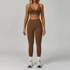 Women's High Waist Leggings Sports Bra Workout Outfits Fitness Yoga Set