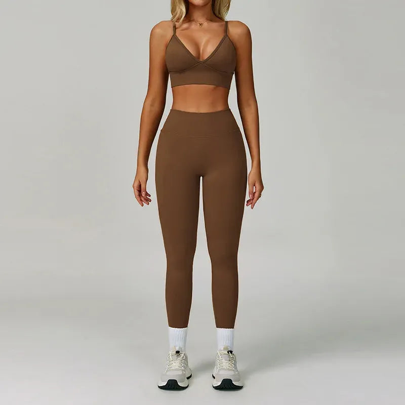 Women's High Waist Leggings Sports Bra Workout Outfits Fitness Yoga Set