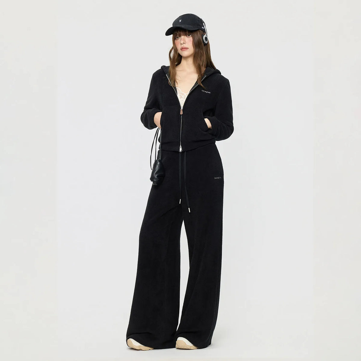 Women's Knitted Hooded Cardigan Jacket and Trousers Tracksuit Set