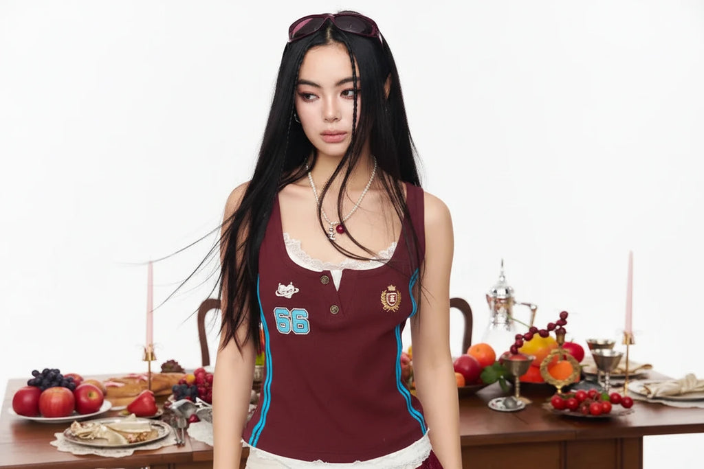 Women's Lace Trim Knit Camisole Tank Top